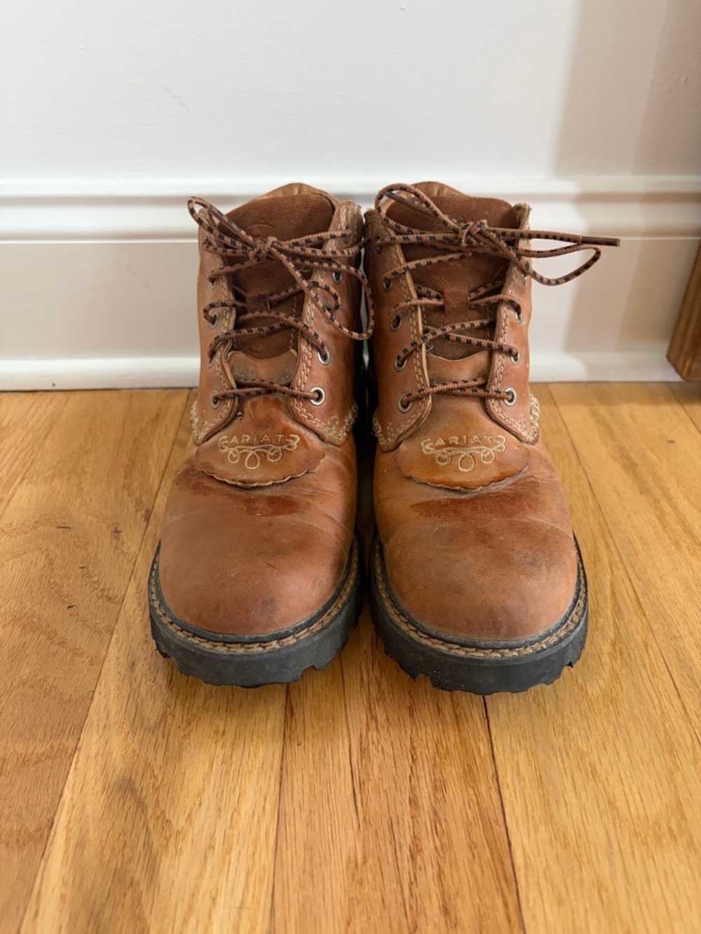 Ariat Brown Leather Lace-Up Work Boots - Picture 4 of 6